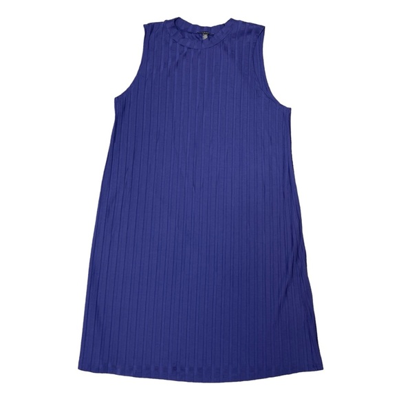 Eileen Fisher Wide Rib Stretch Mock Neck Easy Fit Knee Length Dress - Picture 3 of 8